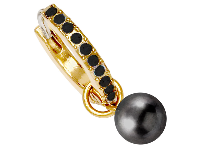 BIOJOUX BJT275 Brooklyn Golden 12mm Black Pearl 6mm (Ιατρικό Ατσάλι) 0034165