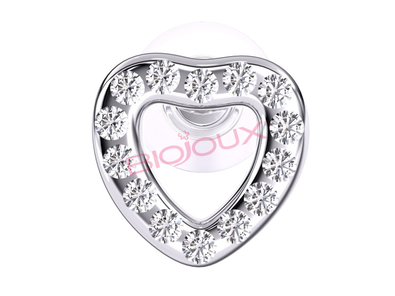 BIOJOUX BJT939 - Trendy White Crystal Open Heart 7mm 0011935