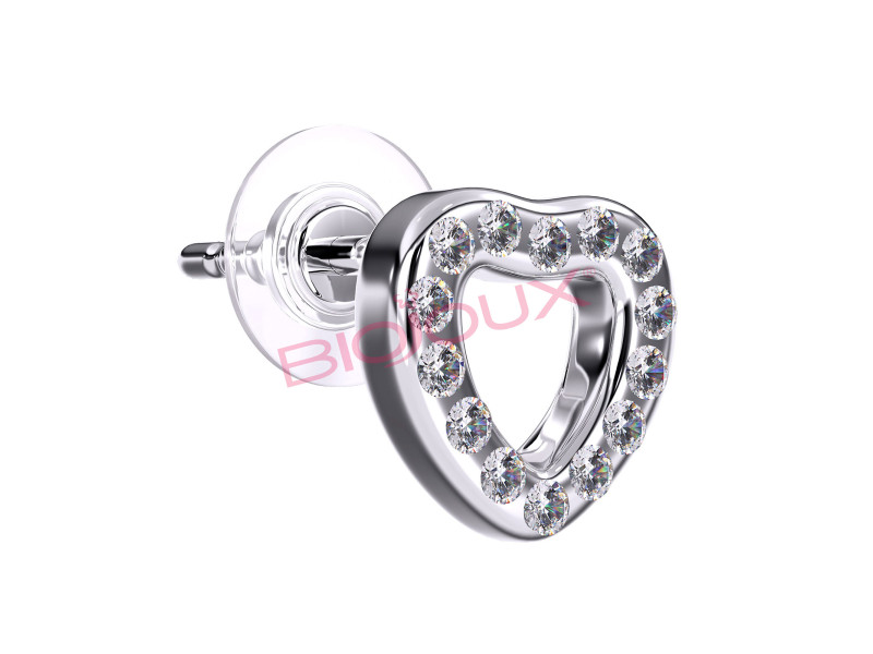 BIOJOUX BJT939 - Trendy White Crystal Open Heart 7mm 0011935